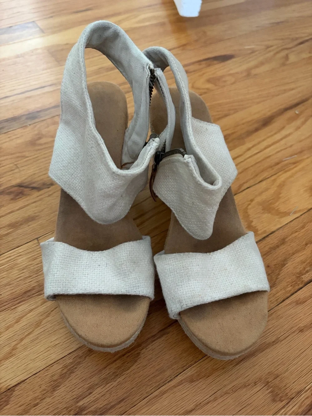 TOMS Natural Basketweave Espadrille Wedge Sandal - Cream